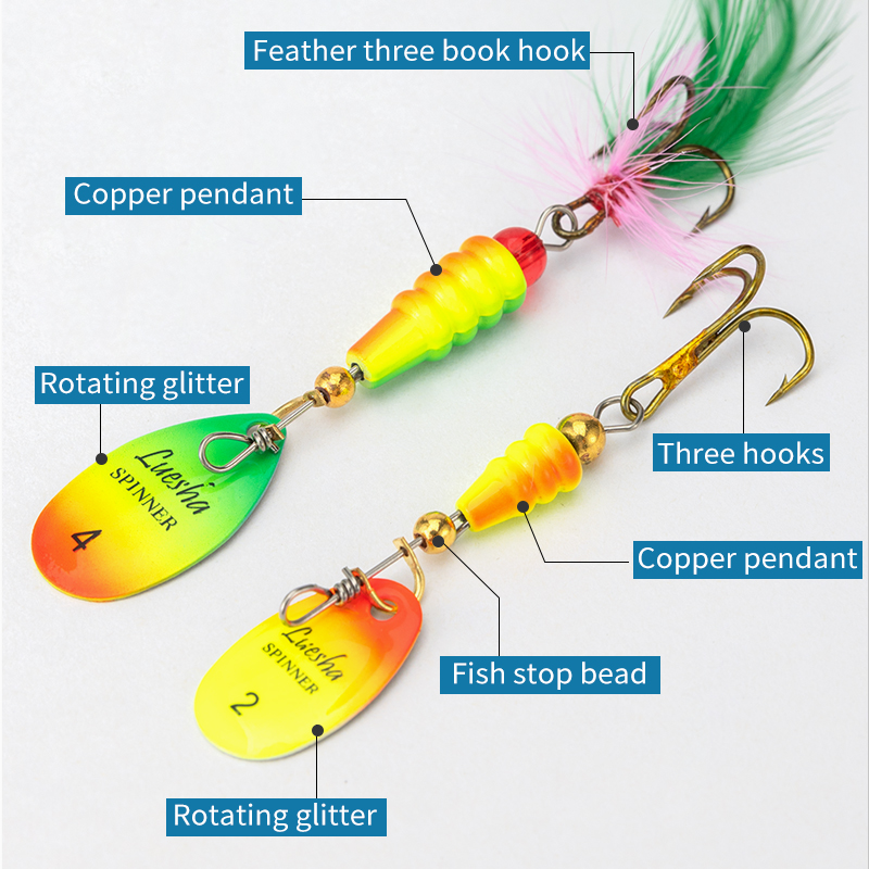 LUSHAZER 5pcs/lot Spinner Bait - огляд і ціна Fishing Hook Treble