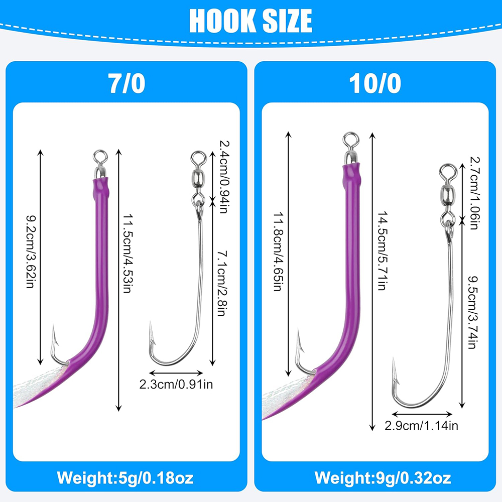 10Pcs Trolling Tube Fishing Lu - огляд і ціна Fishing Hook Size