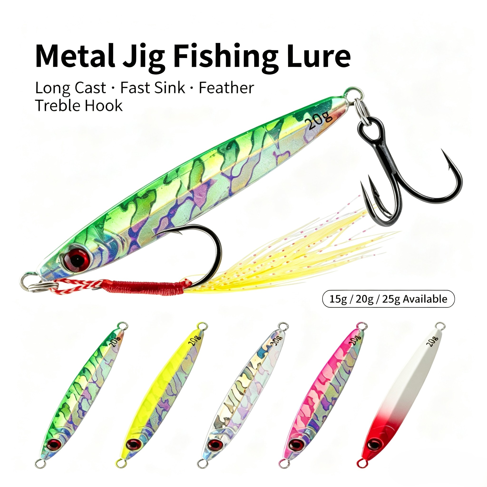 3Pcs Metal Jig Lure Set Asymme - огляд і ціна Fishing Hook Treble
