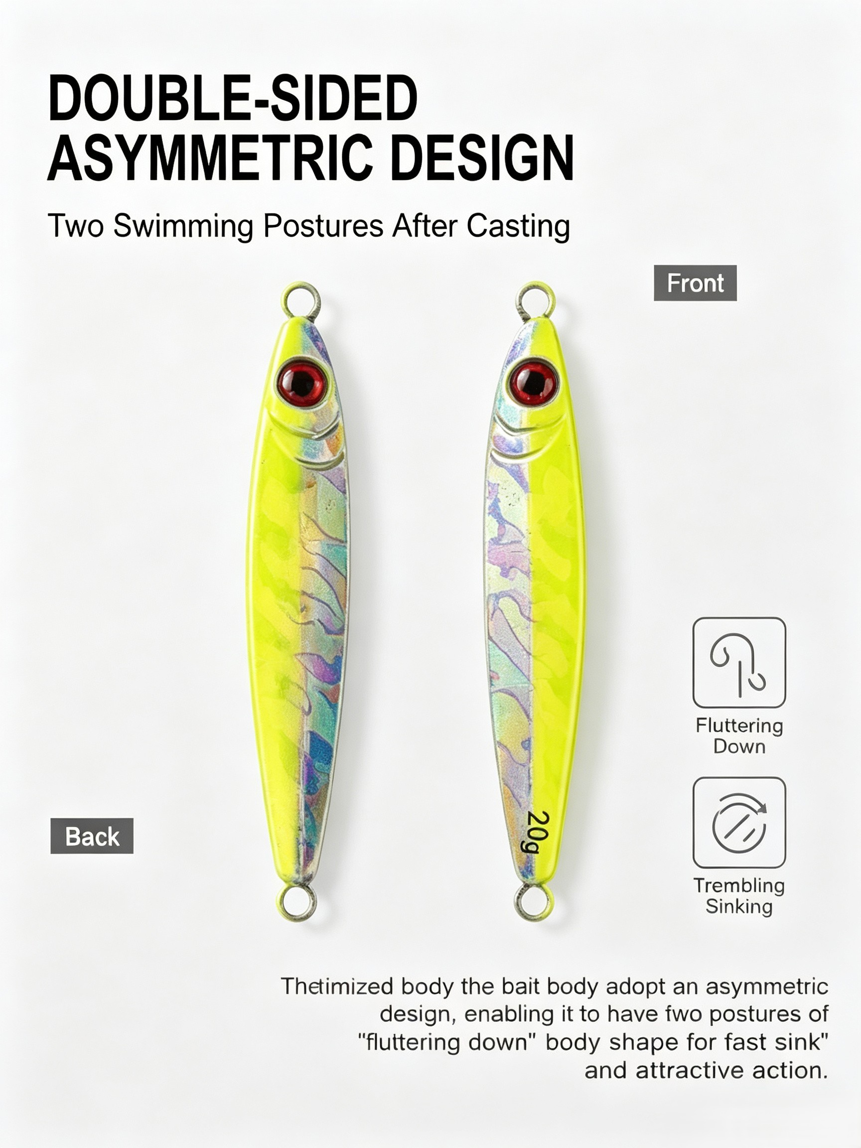3Pcs Metal Jig Lure Set Asymme - огляд і ціна Fishing Hook Treble